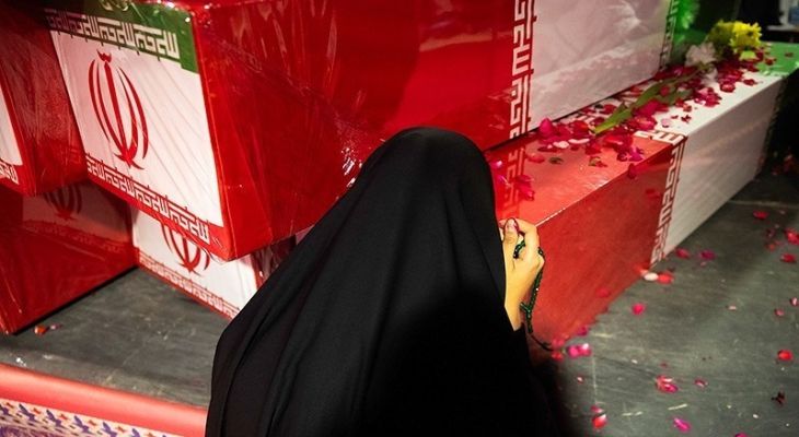 وداع با پیکرهای شهدای گمنام دوران دفاع مقدس